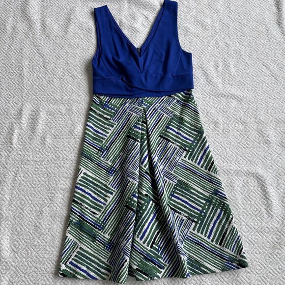 Anthropologie Ardmore Dress Size 4 Green Motif By HD In Paris - Picture 1 of 7